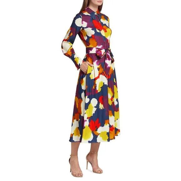 NWT SARA ROKA Shelby Floral A-Line Midi-Dress IT 38 / US 2 $1340 - Picture 2 of 12